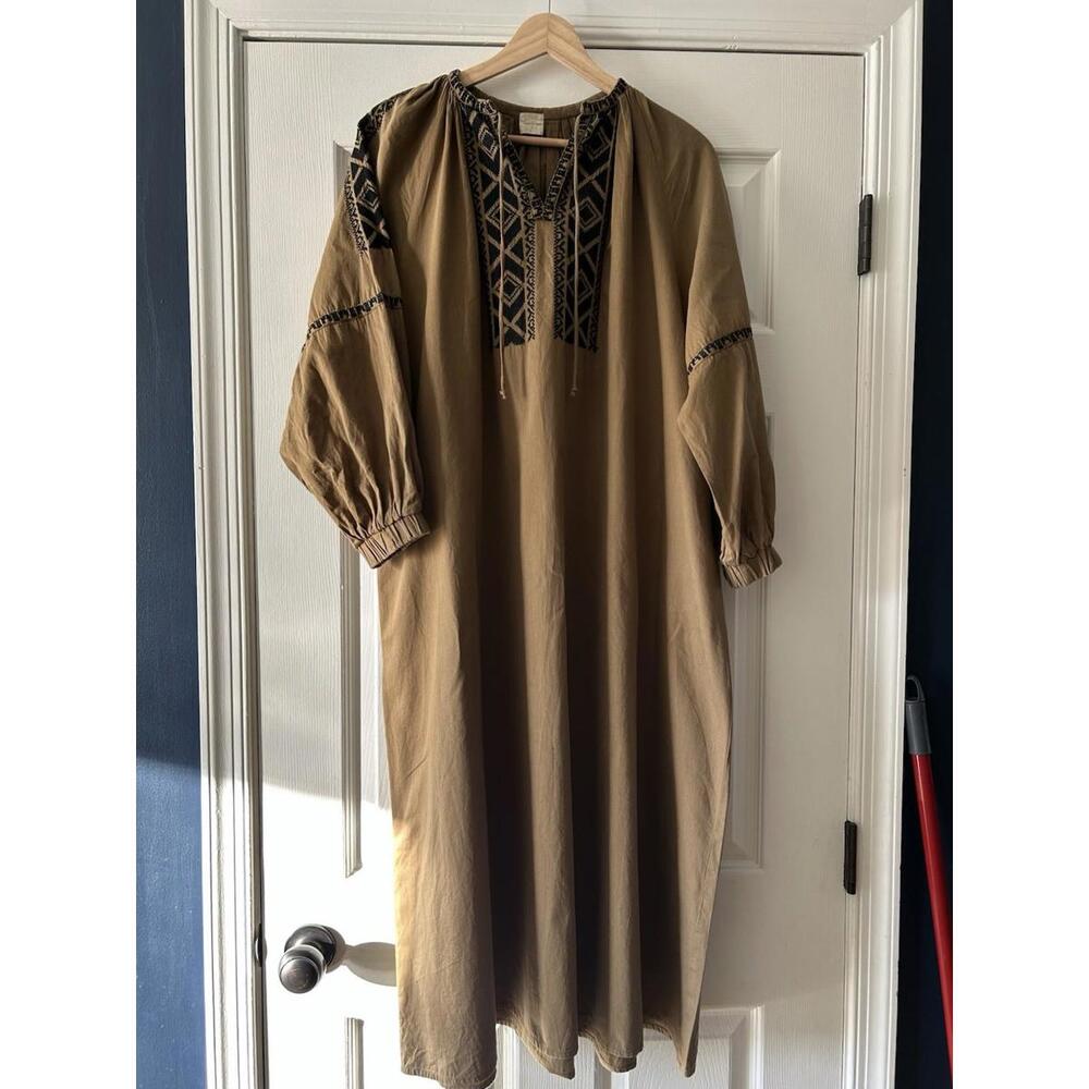 American Holic Split Neck Green Long Shirt Dress Size F